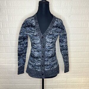 Athleta Womens XS Gray Merino Extra Fine Wool Stretch Cardigan Sweater Button Up